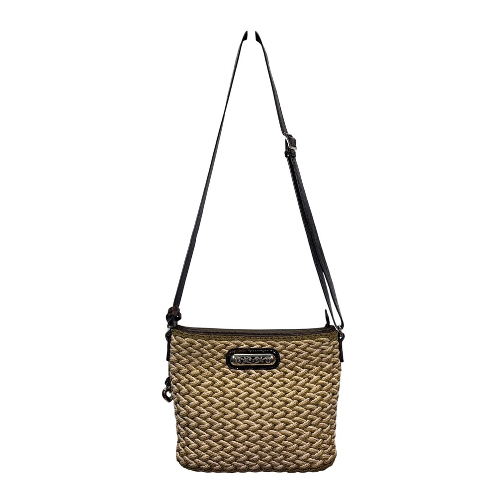 Brighton "Emme" Woven Crossbody Bag Small Brown Braided Jute Twine Retired